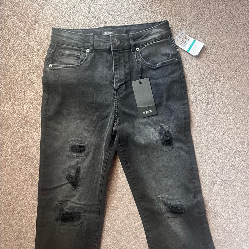 NWT Hudson Jeans Black Distressed High Rise Bootcut Juniors Teen Girls 16 XL